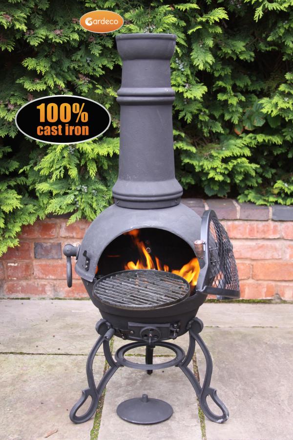 Toledo Large Cast Iron Chimenea in Black - citiplants.com