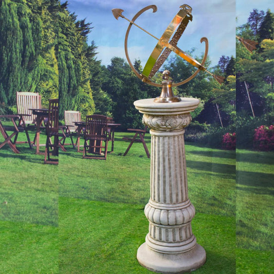 Solid Brass Armillary and Column - citiplants.com