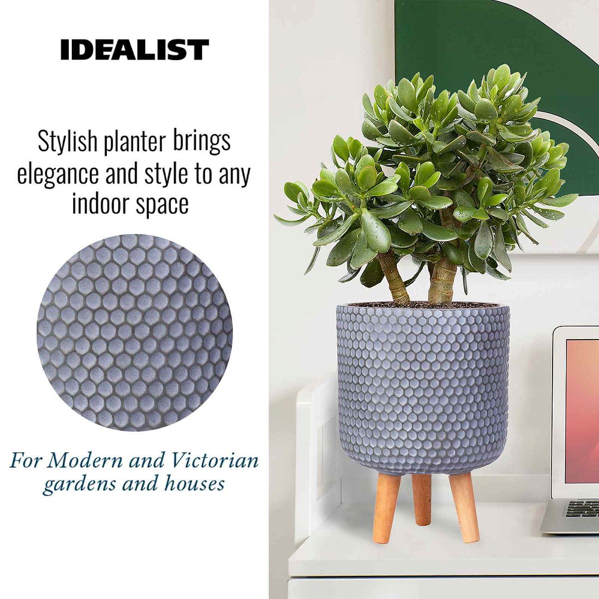 IDEALIST Lite Honeycomb Style Cylinder Planter on Legs