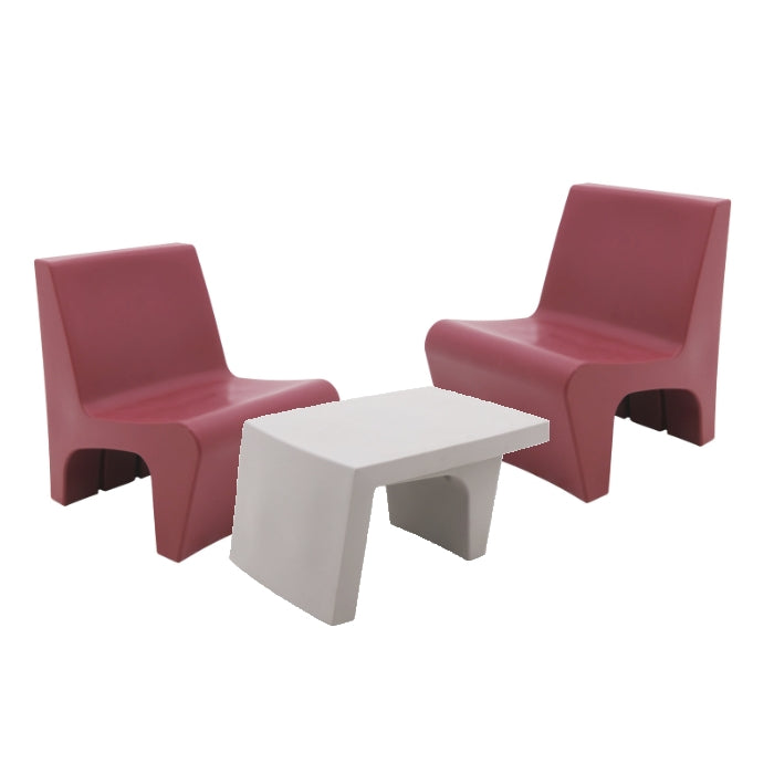 3 Pcs. Berta Lounge Set Burgundy/Grey - citiplants.com