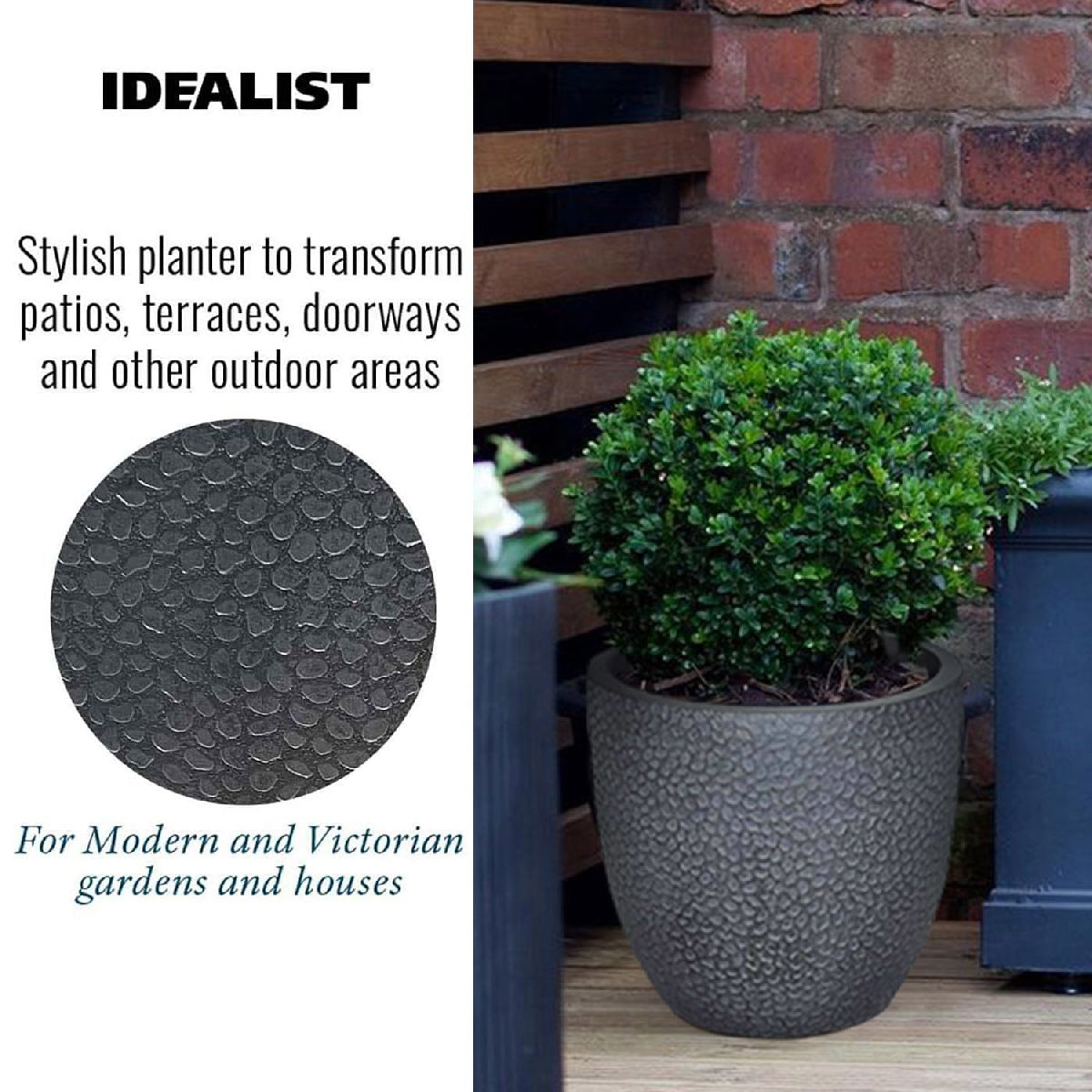 IDEALIST Lite Hammered Stone Light Concrete Egg Outdoor Planter