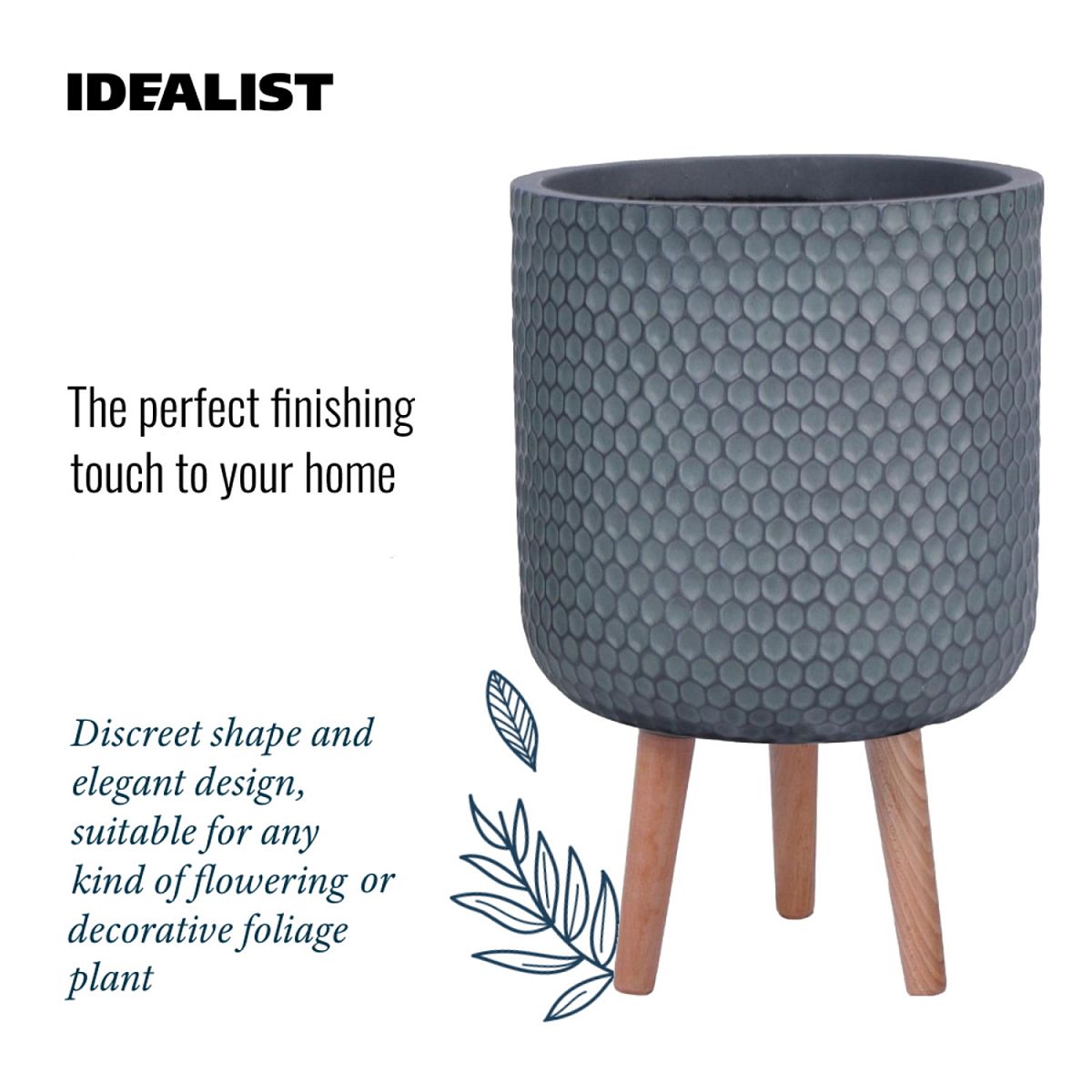 IDEALIST Lite Honeycomb Style Cylinder Planter on Legs