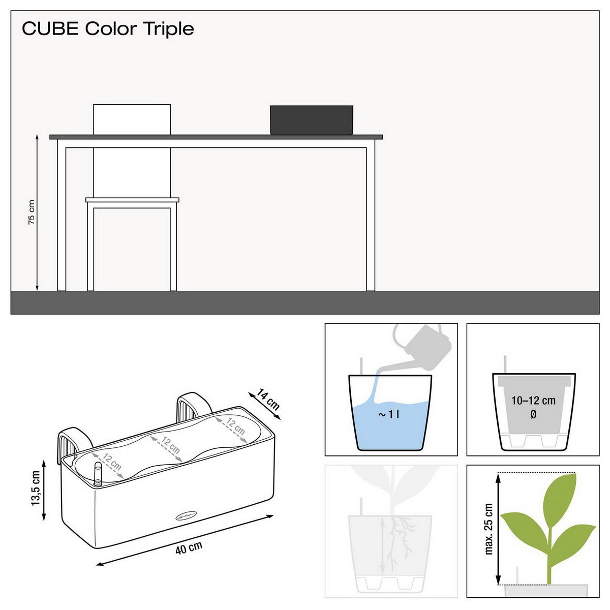 LECHUZA CUBE Color 16 Pistachio Poly Resin Table Self-watering Planter with Water Level Indicator H16 L17 W17 cm, 1.8L - citiplants.com