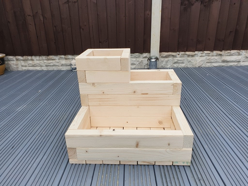 3 Tier Wooden Treated Garden Planter 3 Tiered Plant Pot - citiplants.com