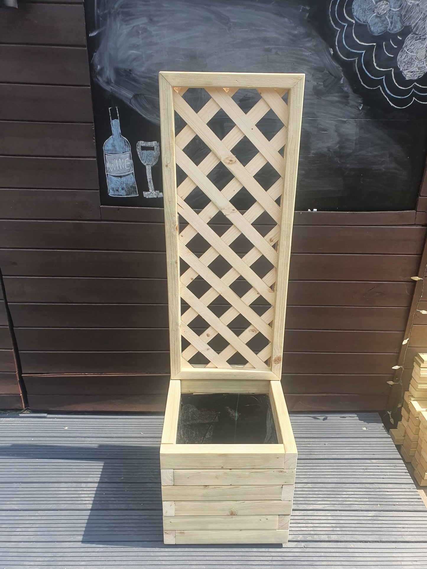 40Cm X 40Cm Wooden Treated Planter With 100Cm Trellis - citiplants.com