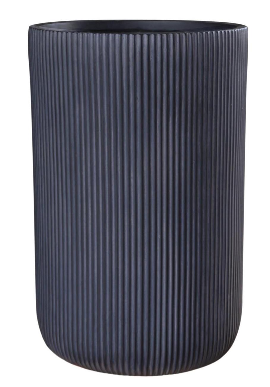 Ribbed Black Cylinder Outdoor Planter by Idealist Lite D24.5 H36.5 cm, 17.2L - citiplants.com