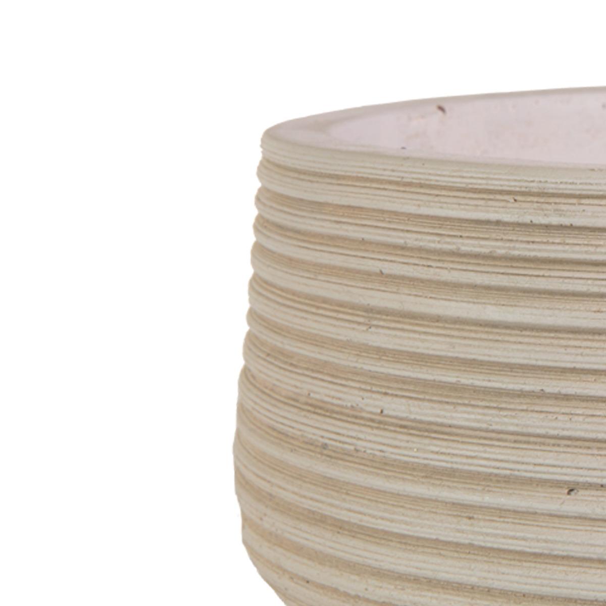 Large Ribbed Beige Light Concrete Bowl Planter by IDEALIST Lite H12 D31 cm, 9L - citiplants.com