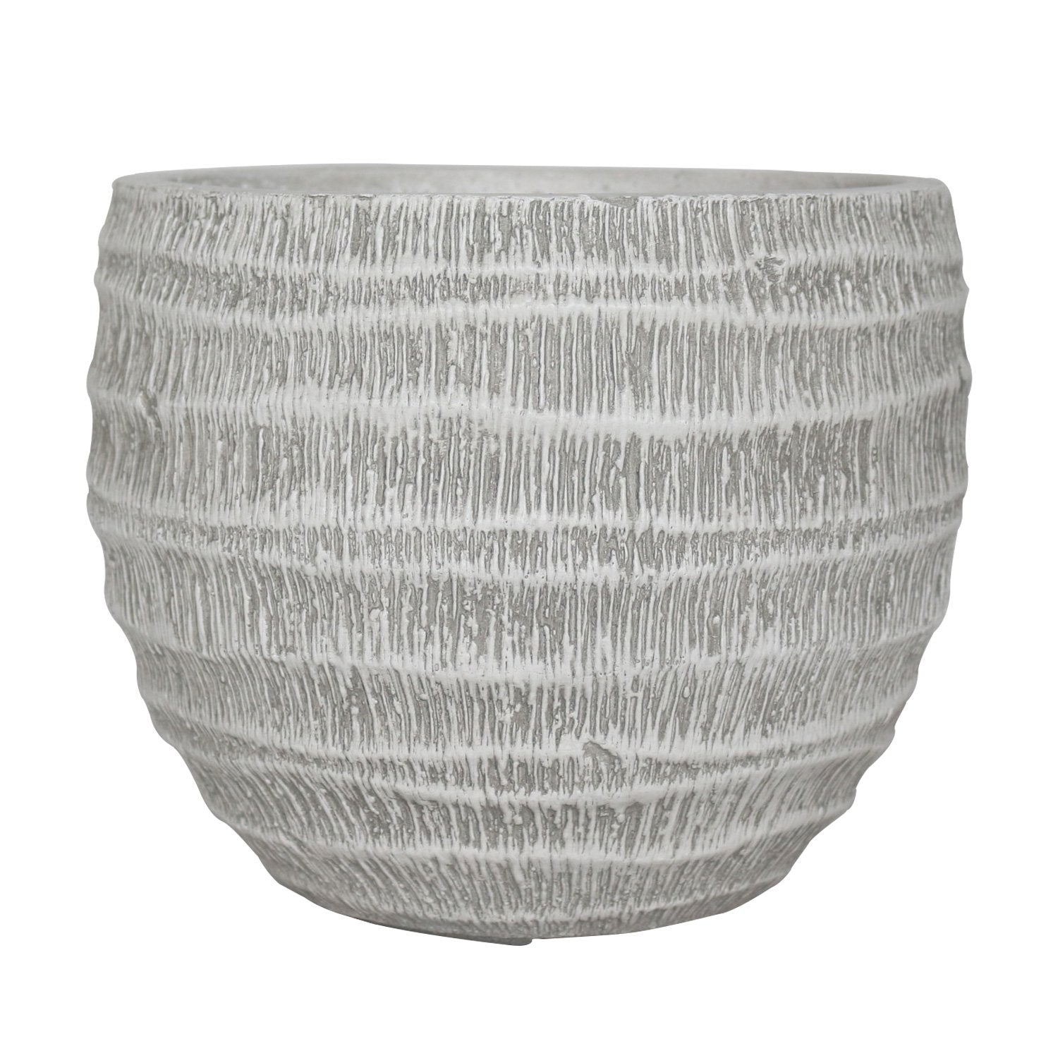 Straw Plaited Style White Washed Ball Planter by Idealist Lite D29 H22 cm, 10.1L - citiplants.com