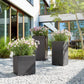 LECHUZA CUBETO Stone 30 Graphite Black Poly Resin Table Self-watering Planter with Substrate and Water Level Indicator D30 H13 cm, 9.2L - citiplants.com