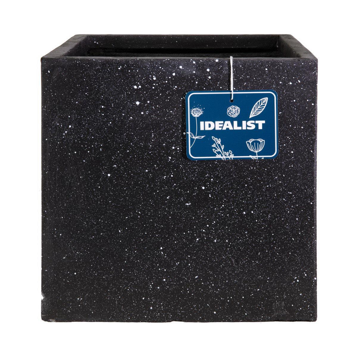 Square Box Contemporary Black Terazzo Light Concrete Planter by IDEALIST Lite H25 L25 W25 cm, 16L - citiplants.com