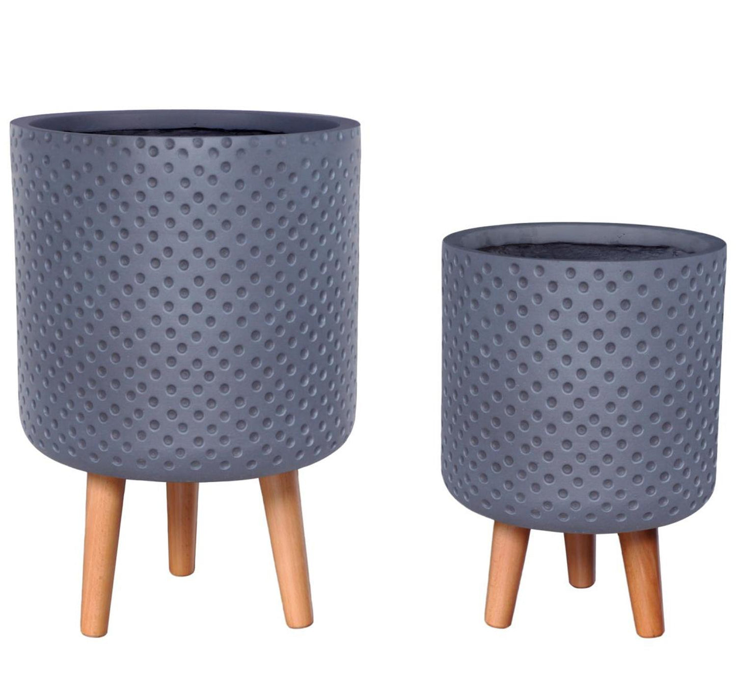 Dotted Style Grey Cylinder Indoor Planter on Legs by Idealist Lite D24.5 H35 cm, 10L - citiplants.com