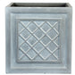 Faux Lead Lattice Box Square Grey Light Stone Planter by IDEALIST Lite W22 H22 L22 cm, 13L - citiplants.com