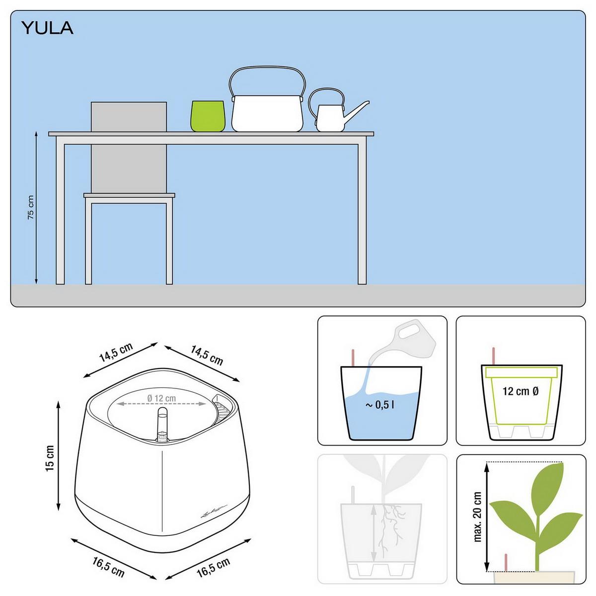 LECHUZA YULA Plant Bag White/Green Semi-Gloss Poly Resin Floor Self-watering Planter with Water Level Indicator H18 L38 W17 cm, 4.5L - citiplants.com