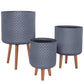 Dotted Style Grey Cylinder Indoor Planter on Legs by Idealist Lite D24.5 H35 cm, 10L - citiplants.com