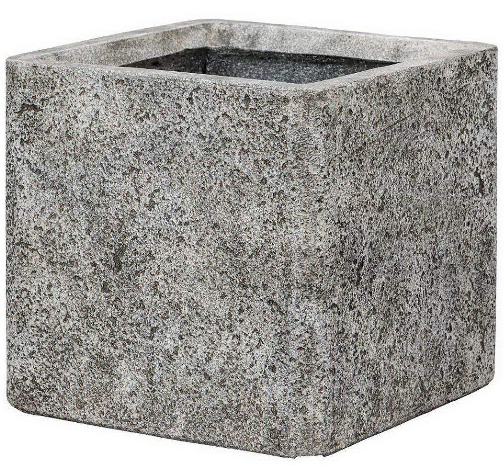 Square Weathered Stone Effect Grey Outdoor Planter by Idealist Lite H22 L22.5 W22.5 cm, 11L - citiplants.com