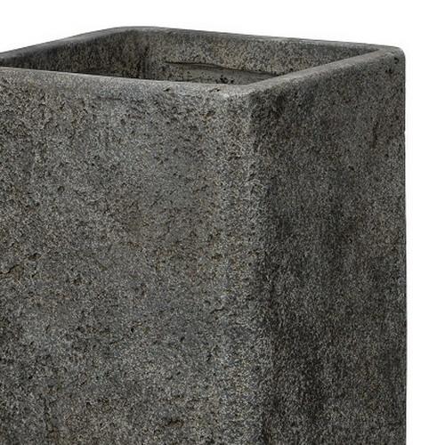 Tall Square Weathered Stone Effect Dark Grey Outdoor Planter by Idealist Lite H50 L22 W22 cm, 24L - citiplants.com