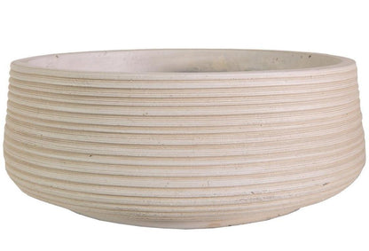 Large Ribbed Beige Light Concrete Bowl Planter by IDEALIST Lite H12 D31 cm, 9L - citiplants.com