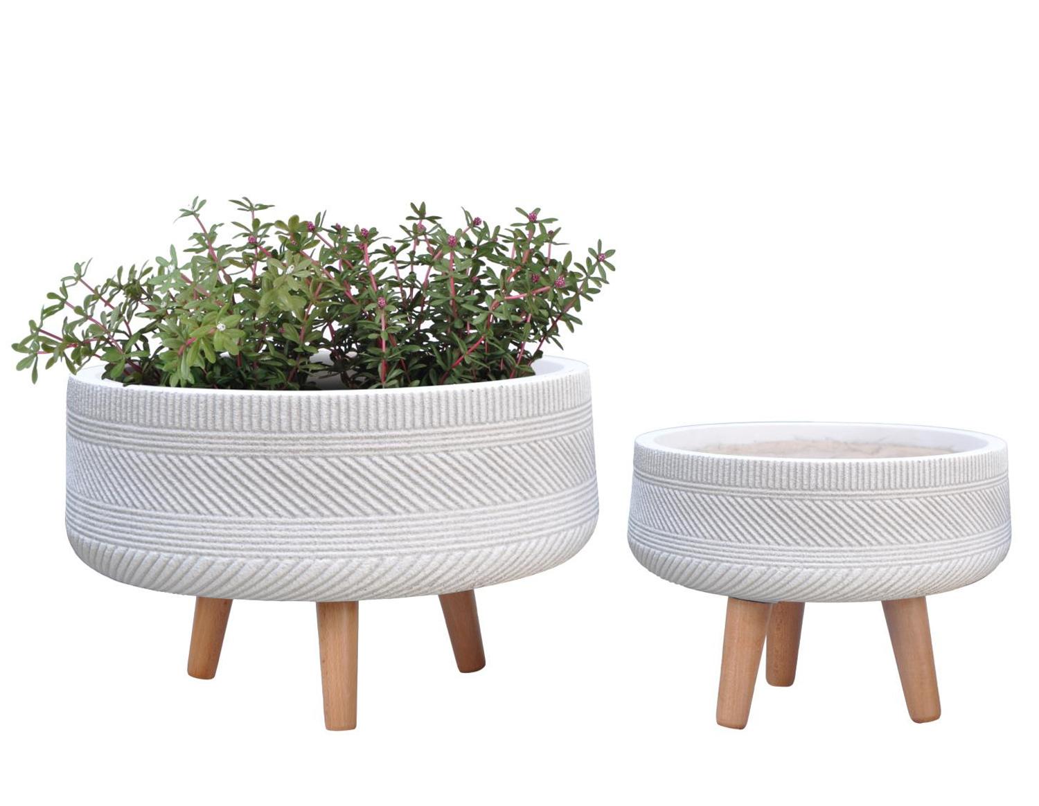 Striped Tray Round Indoor Planter on Legs by Idealist Lite - citiplants.com