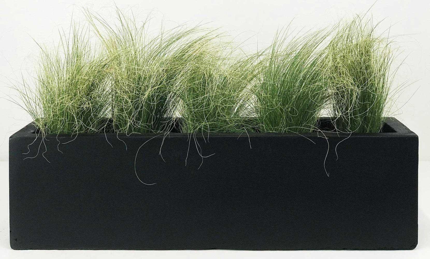 Window Box Light Concrete Black Planter by IDEALIST Lite L40 W17 H17.5 cm, 12L - citiplants.com