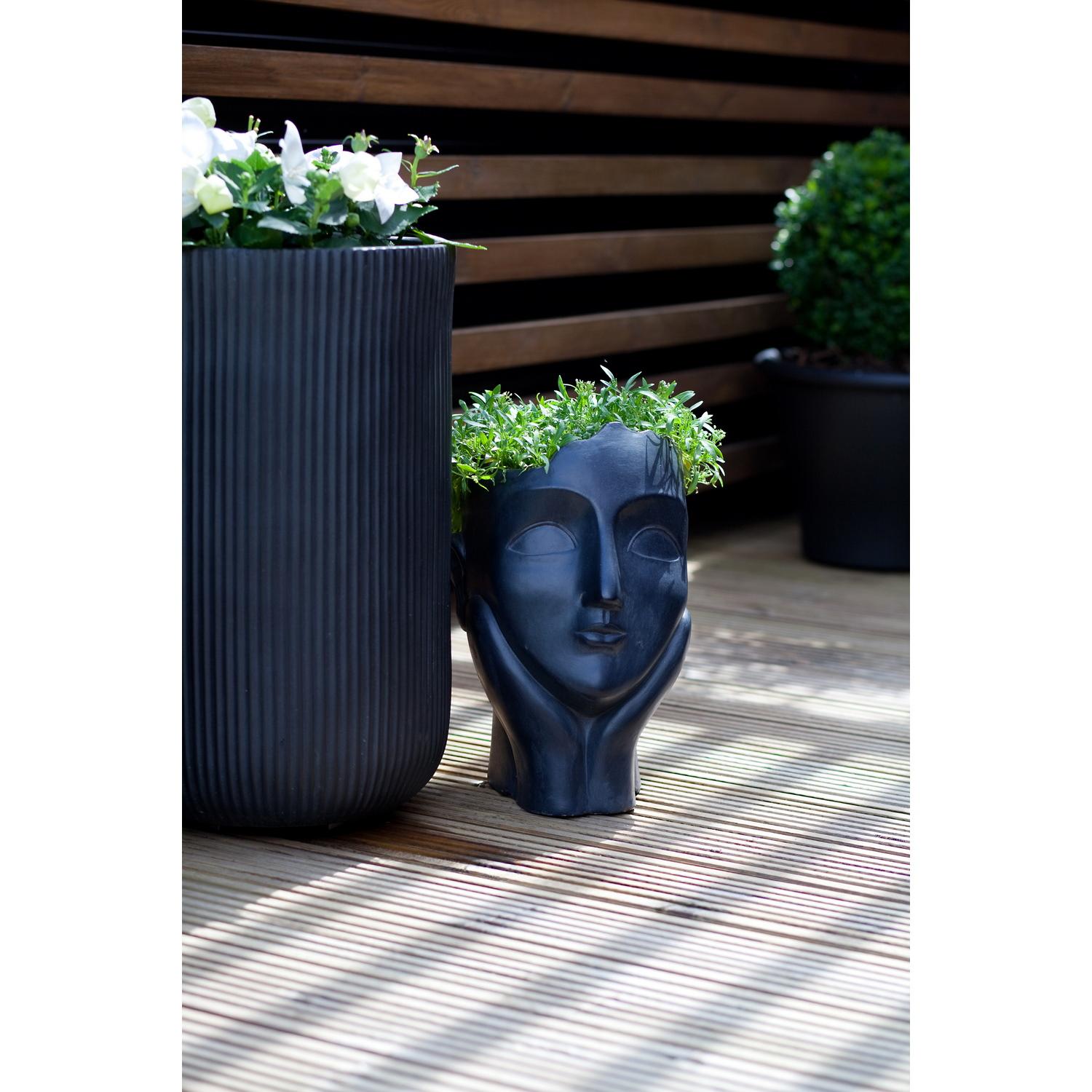 Black Oval Outdoor Face Planter by Idealist Lite L27 W21 H34.5 cm, 10.2 liters - citiplants.com