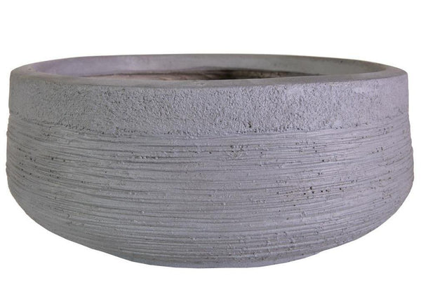 Ribbed Light Concrete Bowl Planter by IDEALIST Lite - citiplants.com