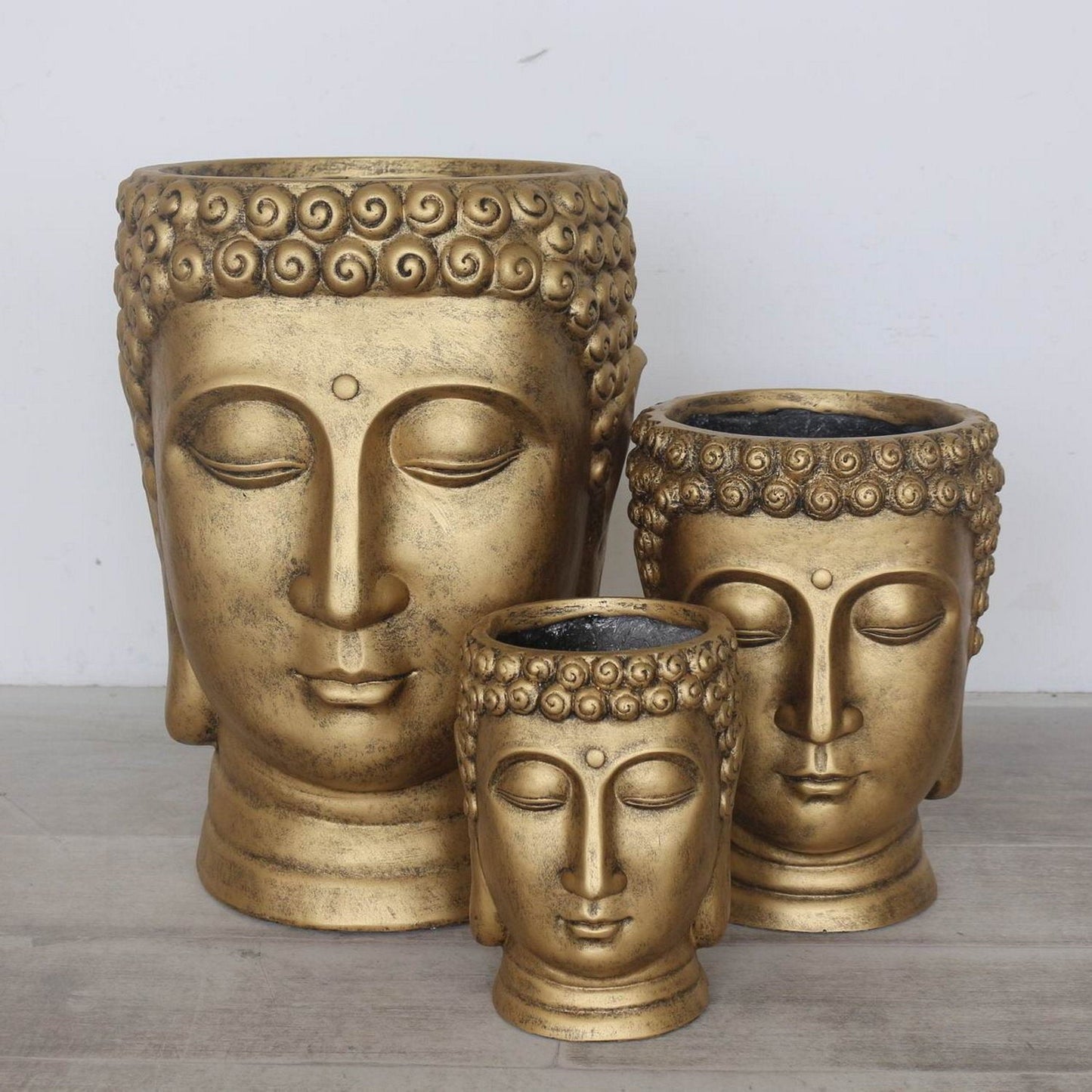 Buddha Gold Oval Indoor Face Planter by Idealist Lite L19 W18 H24 cm, 2.6 liters - citiplants.com