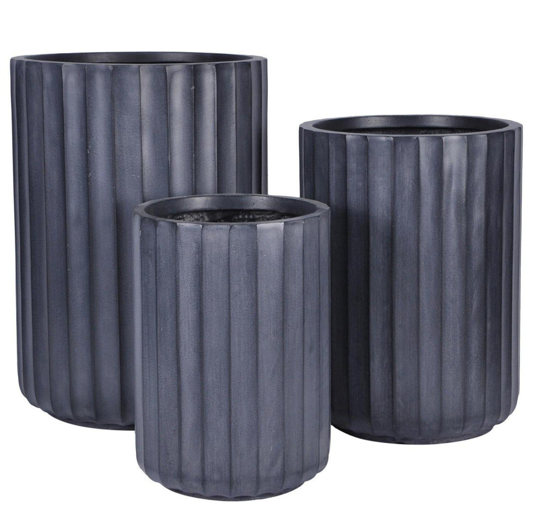 Modern Ribbed Cylinder Round Outdoor Planter by Idealist Lite - citiplants.com