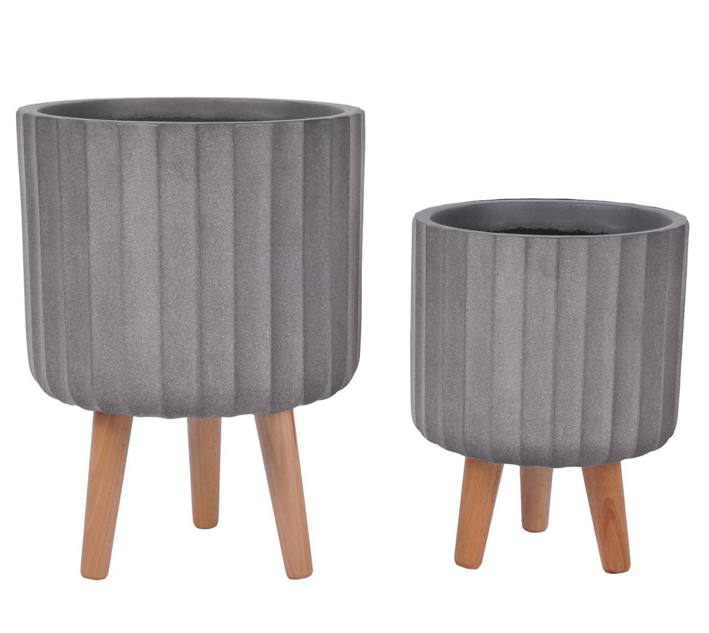 Modern Ribbed Cylinder Round Indoor Planter on Legs by Idealist Lite - citiplants.com