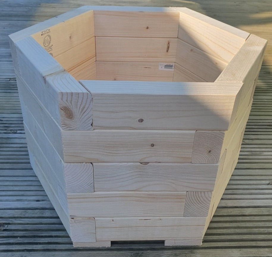 40Cm X 35Cm Hexagonal Wooden Garden Planter Plant Pot Hexagon - Different Heights - citiplants.com