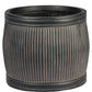 Vertical Ribbed Vintage Style Faux Lead Dark Grey Barrel Round Planter by IDEALIST Lite H20 L24 W24 cm, 9L - citiplants.com