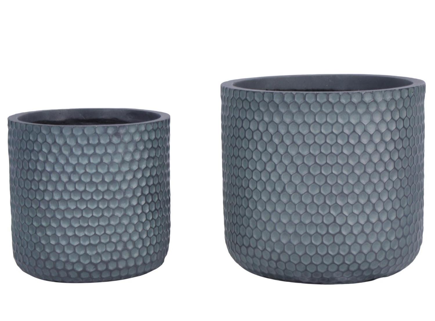 Honeycomb Style Slate Grey Cylinder Round Outdoor Planter by Idealist Lite D19.5 H19 cm, 5.7L - citiplants.com