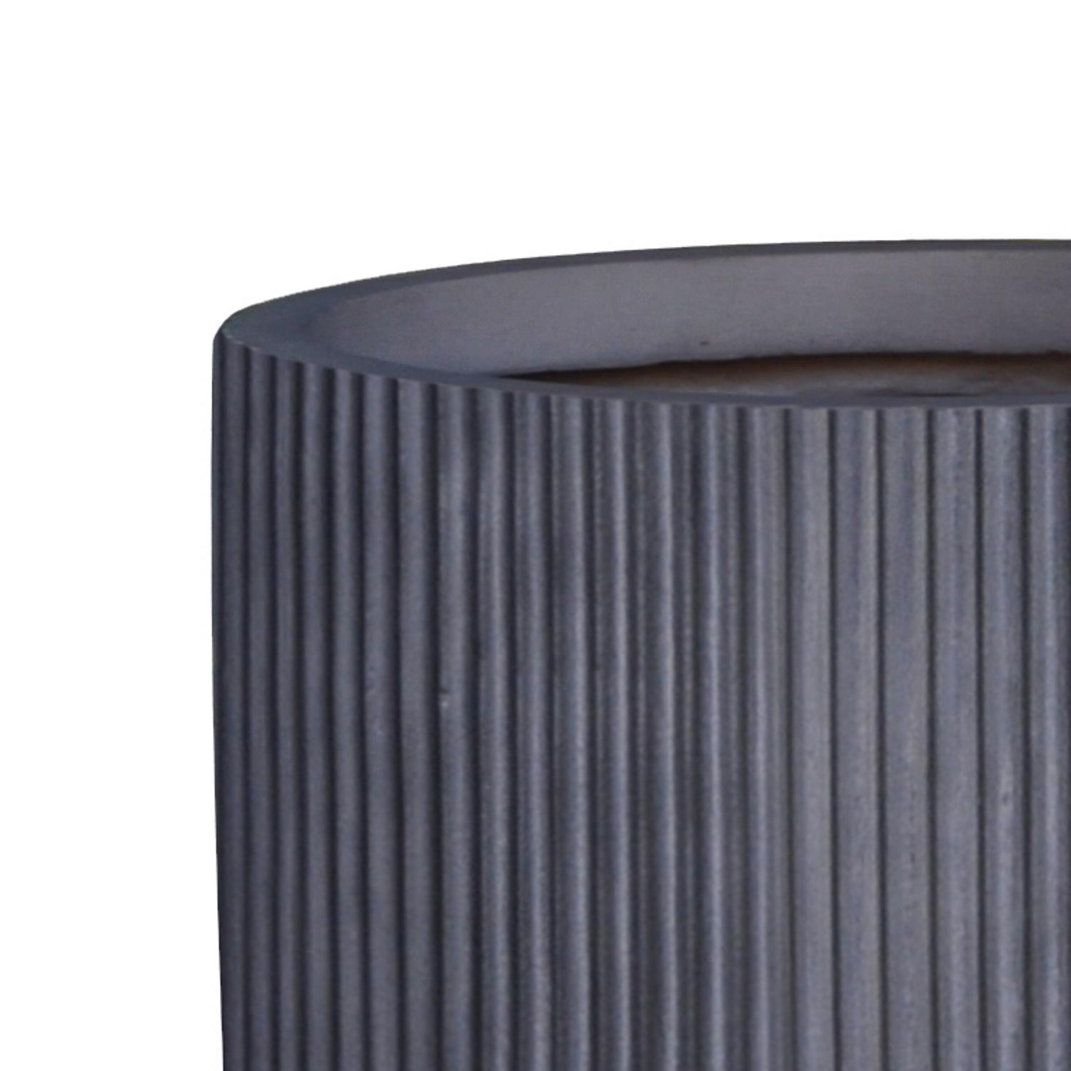 Ribbed Black Cylinder Indoor Planter on Legs by Idealist Lite D25.5 H36 cm, 10.4L - citiplants.com