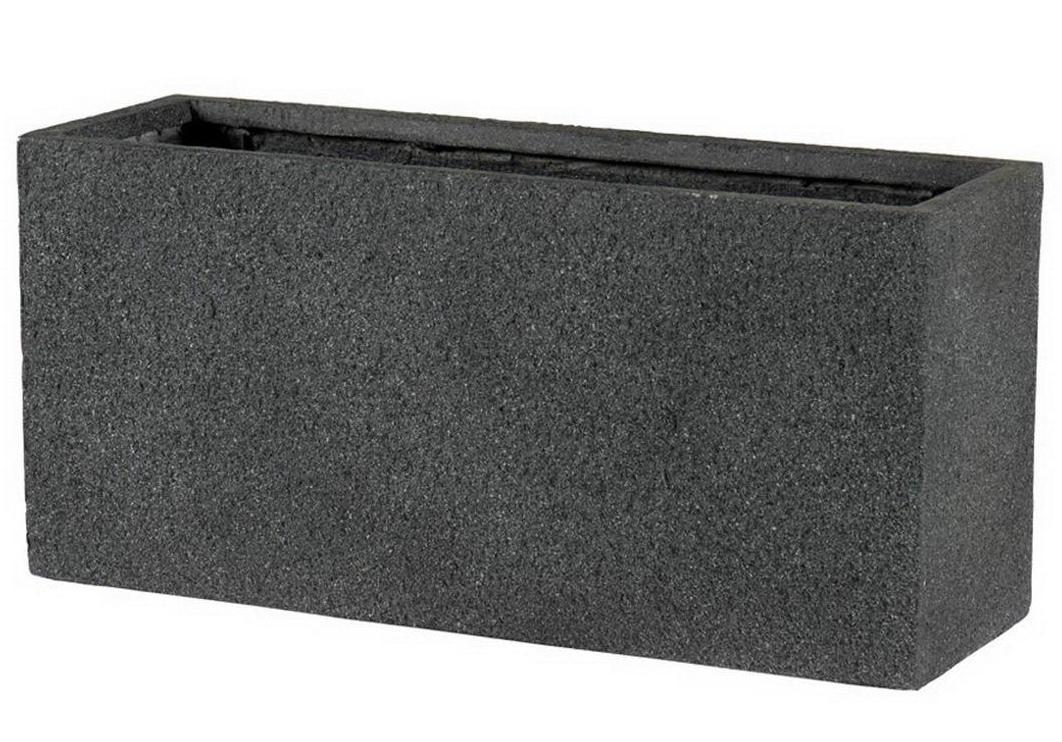 Slim Textured Concrete Effect Dark Grey Trough Outdoor Planter by Idealist Lite H35 L74.5 W25 cm, 65L - citiplants.com