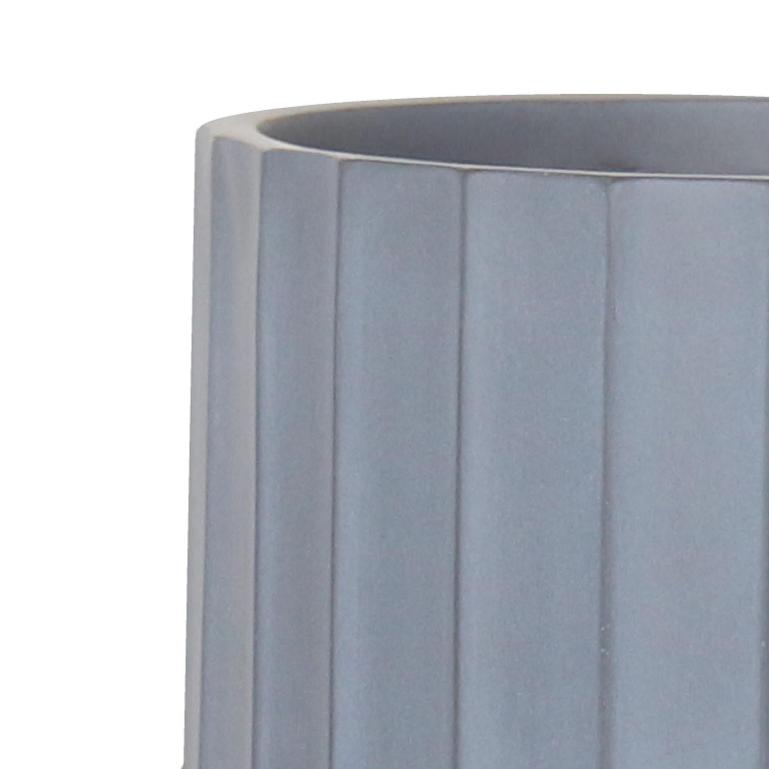 Modern Ribbed Light Grey Cylinder Round Outdoor Planter by Idealist Lite D24 H33 cm, 14.9L - citiplants.com