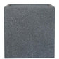Textured Concrete Effect Square Grey Outdoor Planter by Idealist Lite W24.5 H25.5 L24.5 cm, 15.3L - citiplants.com