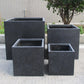 Square Box Contemporary Black Terazzo Light Concrete Planter by IDEALIST Lite H25 L25 W25 cm, 16L - citiplants.com