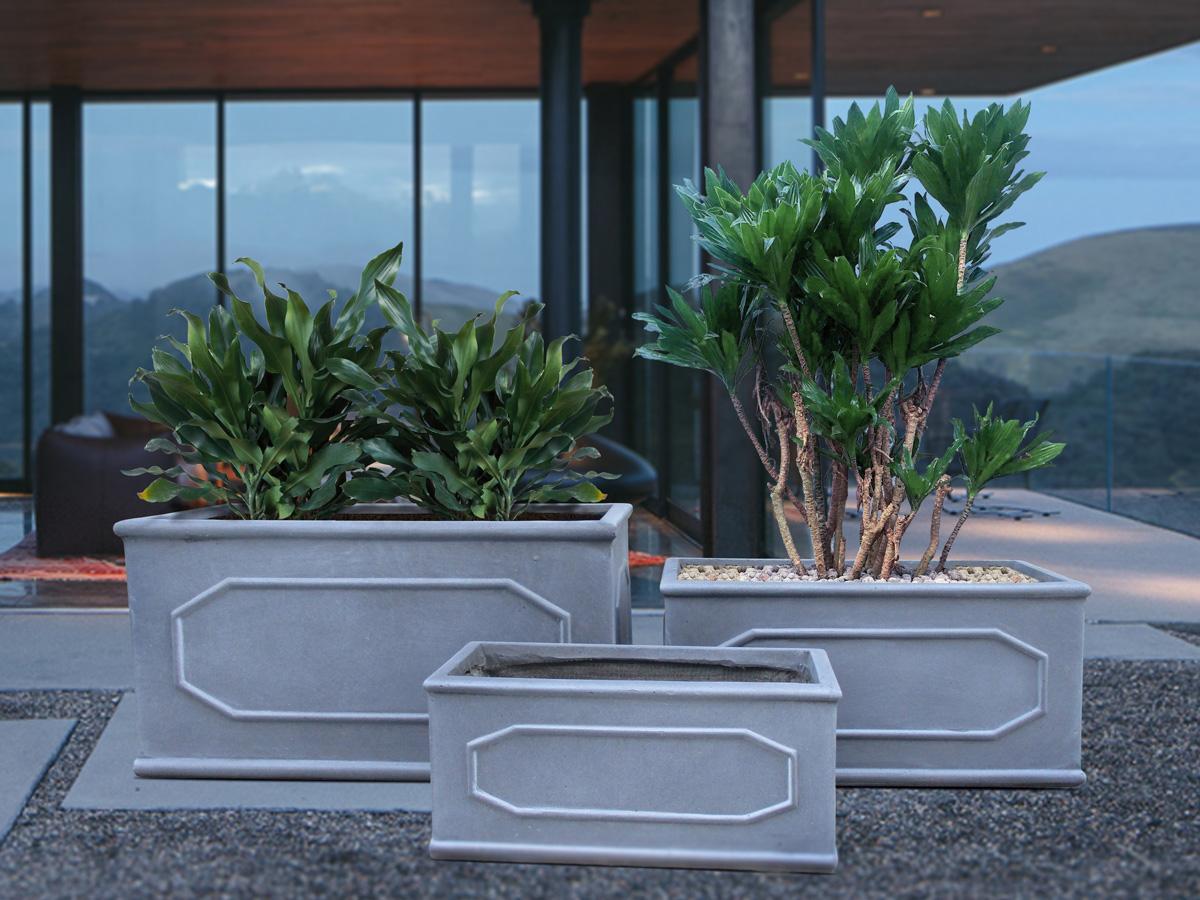 Window Box Faux Lead Chelsea Trough Light Stone Planter by IDEALIST Lite W22 H22 L60 cm, 29L - citiplants.com