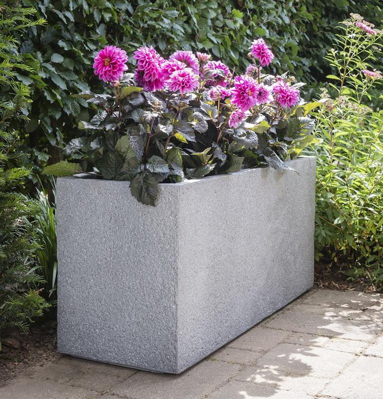 Slim Textured Concrete Effect Trough Outdoor Planter by Idealist Lite - citiplants.com