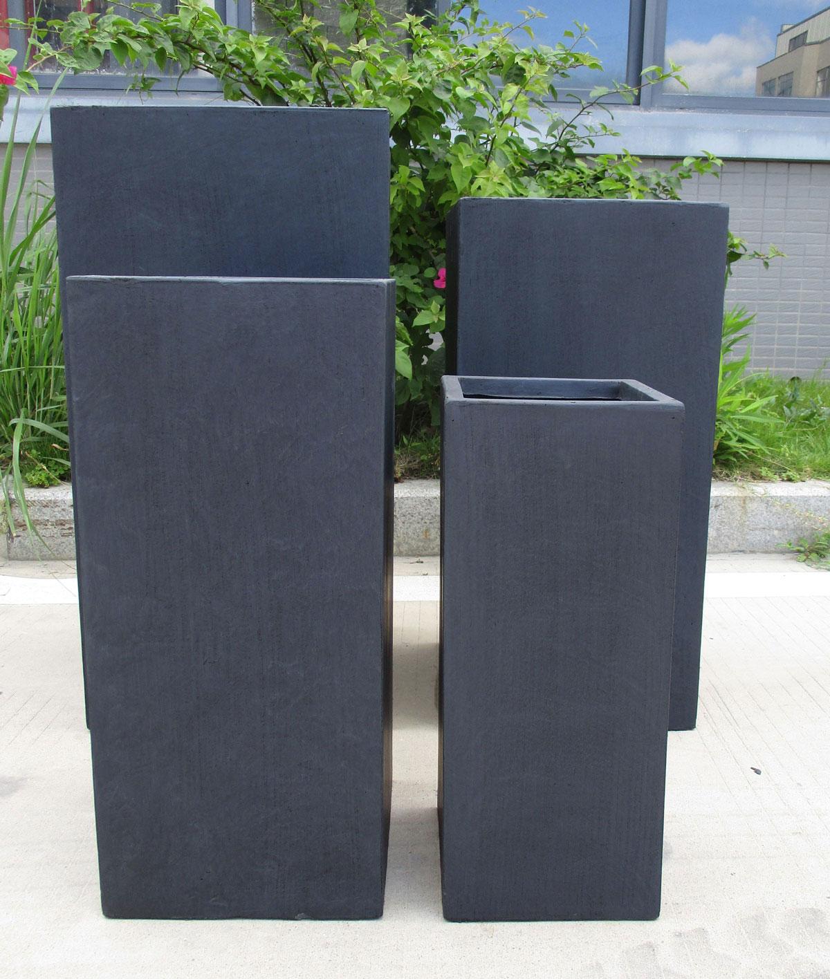 Tall Square Contemporary Faux Lead Dark Grey Light Concrete Planter by IDEALIST Lite H50 L21 W21 cm, 22L - citiplants.com