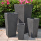 Textured Concrete Effect Tall Tapered Grey Outdoor Planter by Idealist Lite W18.5 H39 L18.5 cm, 13.3L - citiplants.com
